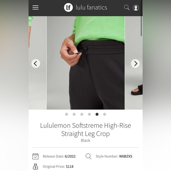 #45- $50/ RETAIL $118 LULULEMON Softstreme High-Rise Straight Leg Crop- Black - Picture 8 of 8